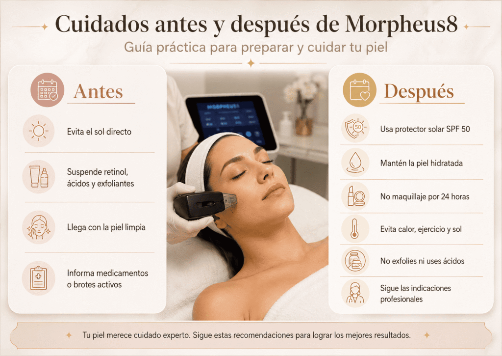 Cuidados antes y después de Morpheus8 en Vega Alta para preparar la piel y favorecer una recuperación adecuada