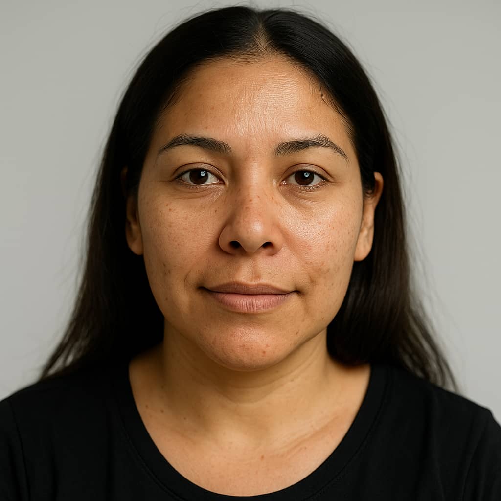 Mujer latina con textura natural en la piel, ideal para ilustrar condiciones tratables con láser CO₂ en Waydimar Sthetic Solution en Vega Alta.