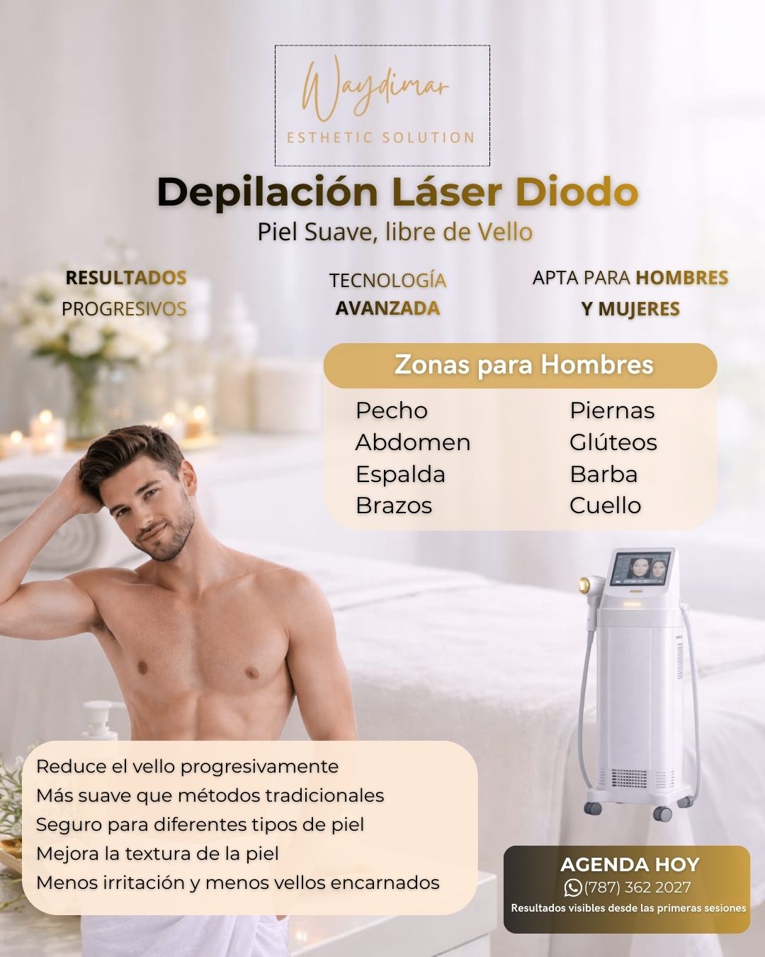 Eliminación de vello efectiva y segura para caballeros