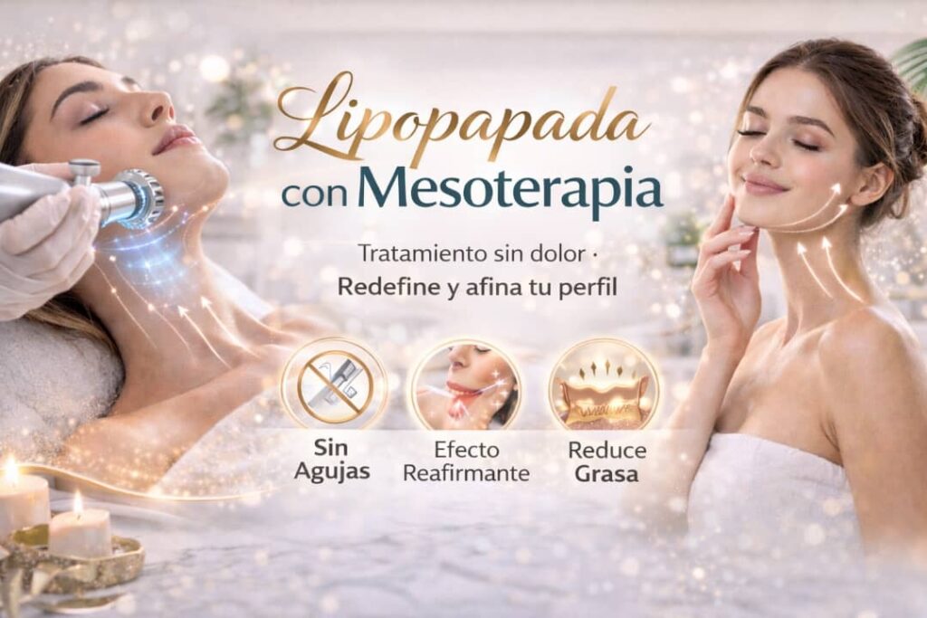 Tratamiento de lipopapada sin cirugía mediante mesoterapia para reducir grasa y definir el contorno facial