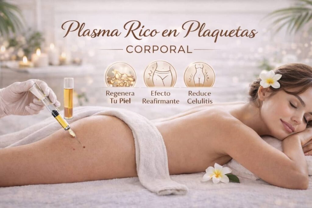 Tratamiento de regeneración celular con Plasma Rico en Plaquetas (PRP) para rejuvenecimiento corporal.