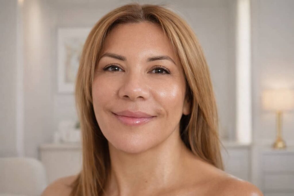 Piel luminosa y firme tras 10 días de recuperación de láser CO2 fraccionado en Vega Alta.