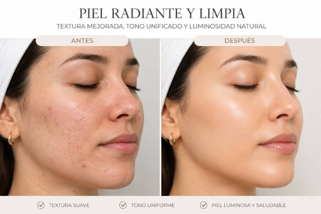 resultados antes y despues piel radiante