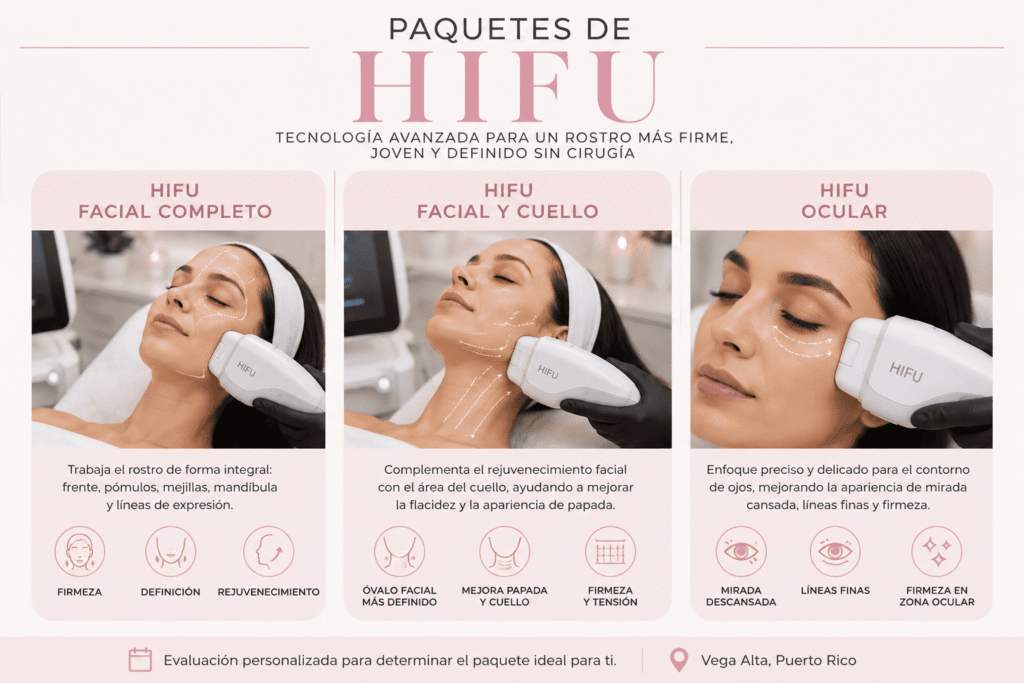 Paquetes de HIFU facial completo cuello y ocular en Vega Alta