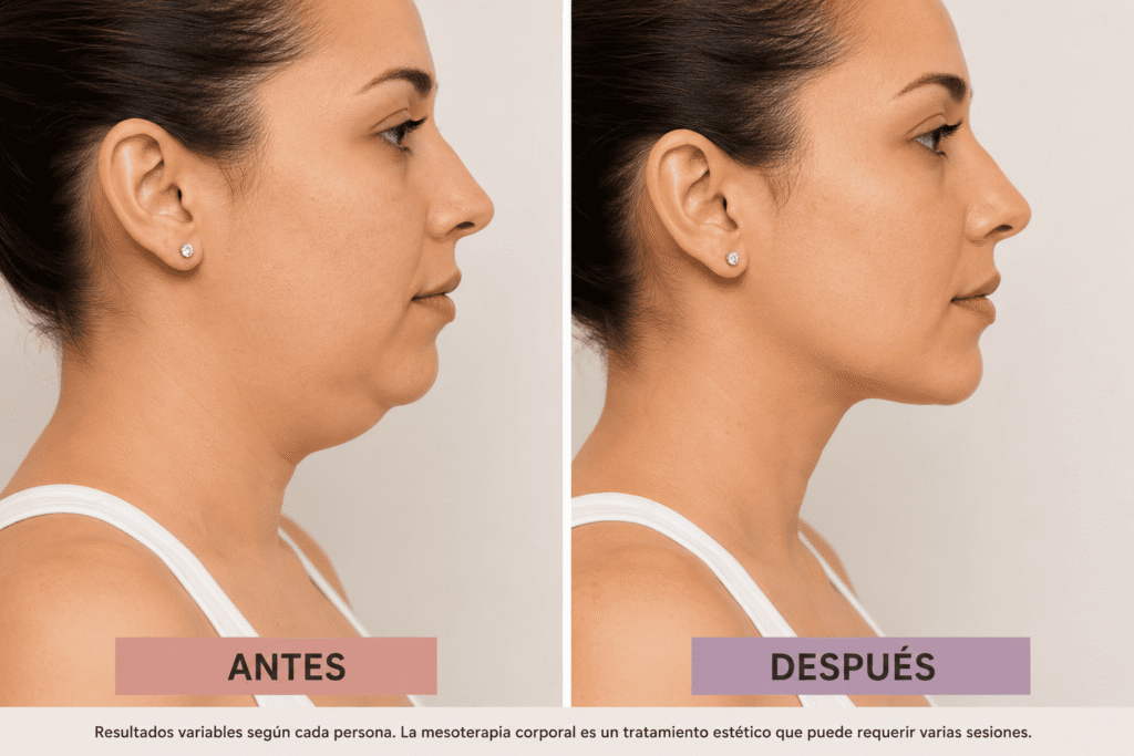 Mesoterapia corporal antes y después según respuesta individual
